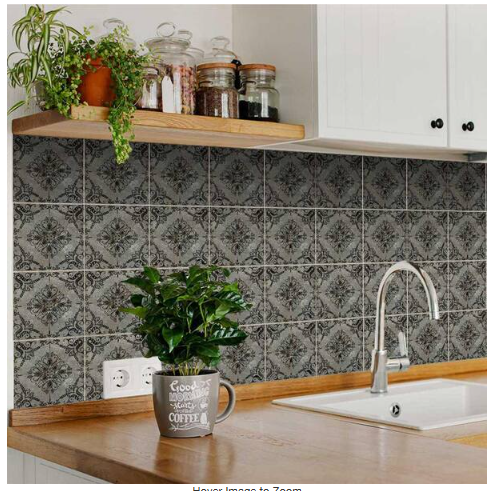 Black and GrayVinyl Peel and Stick Tile 24-Pieces