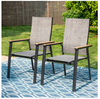 Black Stackable Lightweight Aluminum Patio Outdoor Dining Chair (2-Pack)
