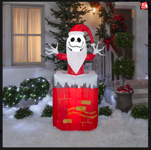 Gemmy Airblown Animated Jack Skellington as Santa Popping out of Chimney final cut