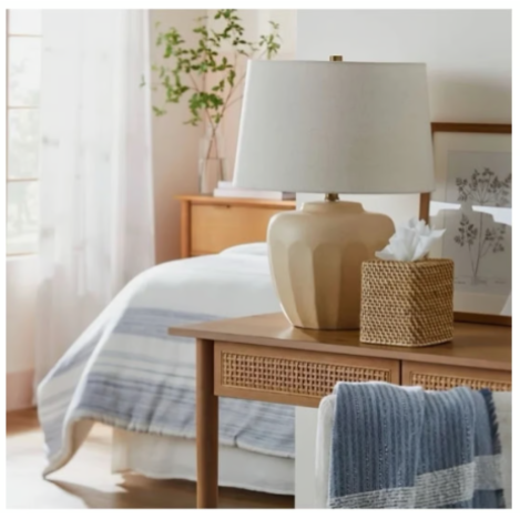 Faceted Ceramic Table Lamp Taupe/Cream