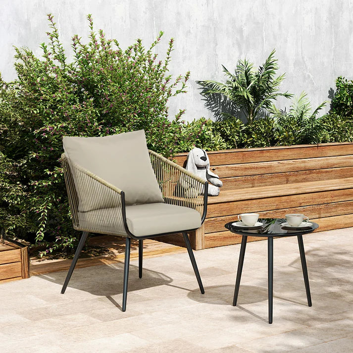 Outdoor Chair Cushions, Patio Deep Seat Cushions with Handle & Adjustable Straps - Khaki