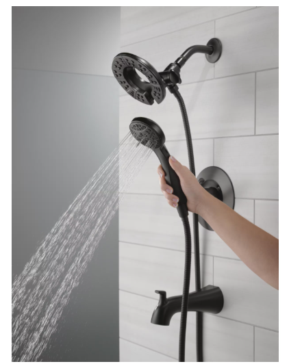 2-in-1 Rough Included Single-Handle 4-Spray Tub and Shower Faucet in Matte Black