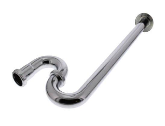 Chrome Plated Brass S-Trap, 20 GA w/ Flange