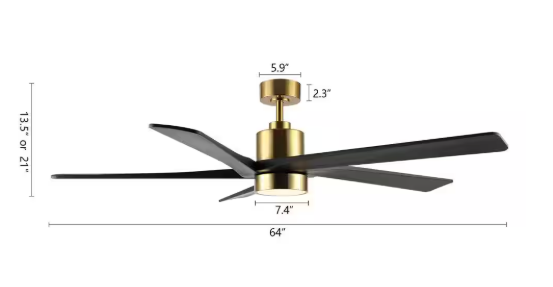 DC Indoor Ceiling Fan with Integrated LED and Remote Control