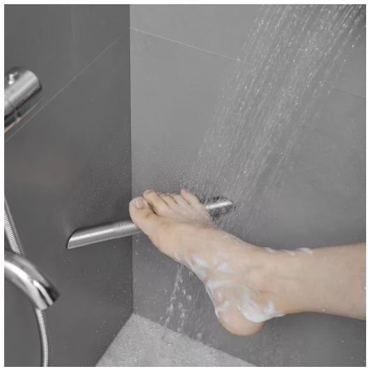Wall Mounted Corner Shower Foot Rest Bar for Shaving Legs In Brushed Nickel