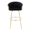 Battista Fixed-Height Gold Bar Stool with Round Gold Footrest (Set of 2) - Black Velvet/Gold