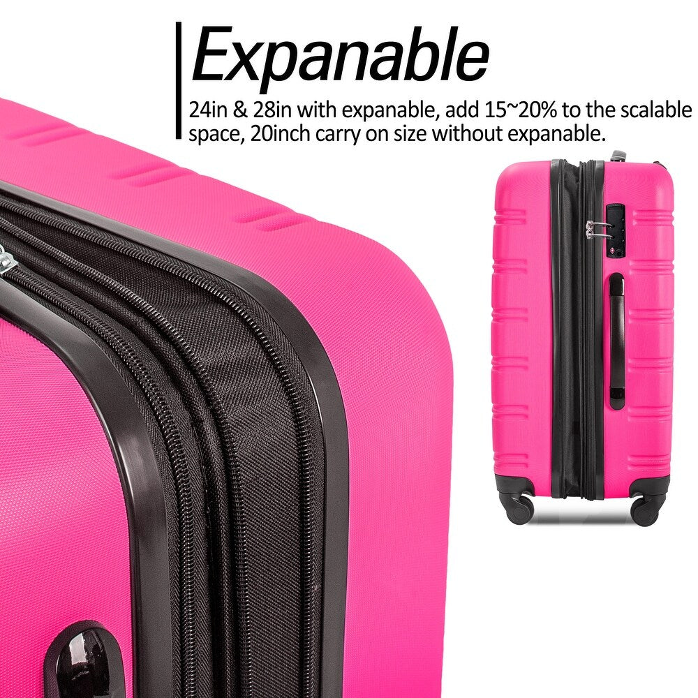 3 Piece Luggage Set Hardside Spinner Suitcase with TSA Lock