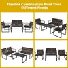 4 Pieces Patio Furniture Conversation Set with Sofa Loveseat Armrest Garden Deck