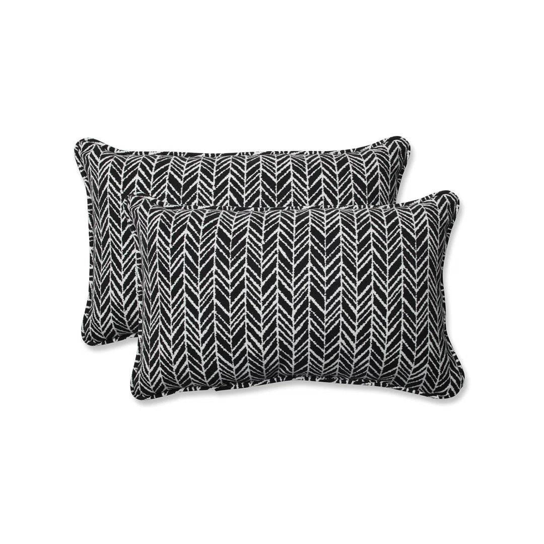 Pillow Outdoor/Indoor Herringbone Night Lumbar Pillows (Set of 2) - SHOWROOM ITEM