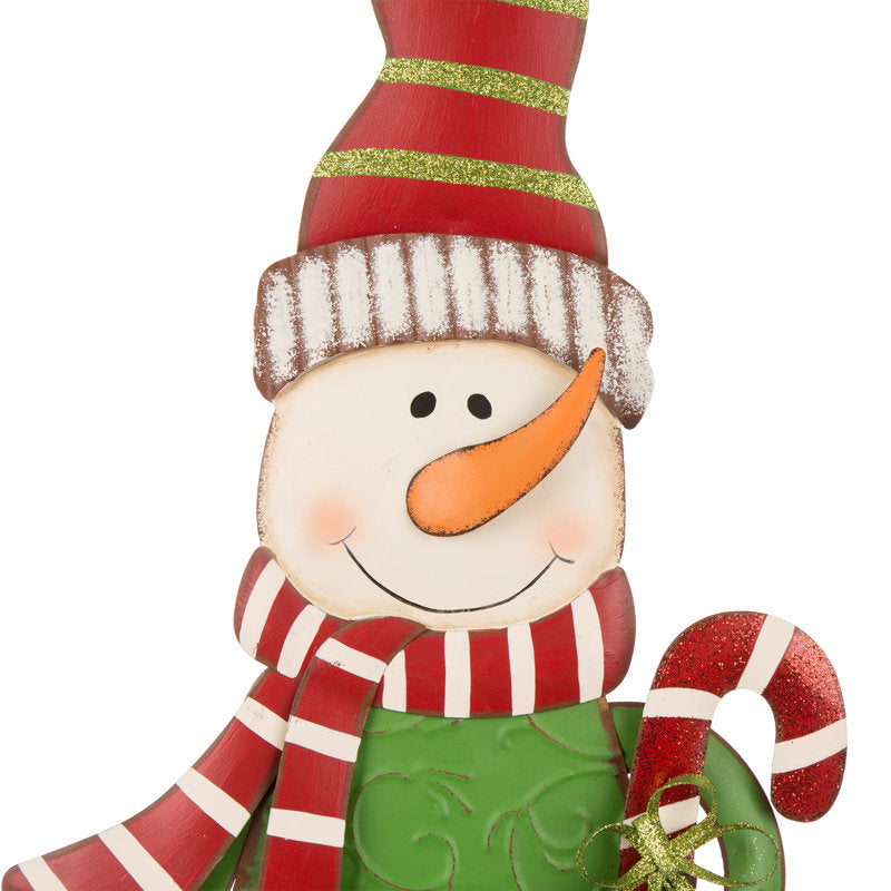 2 Piece Metal Christmas Snowman & Santa Yard Stake or Standing Decor or Wall Decor Set