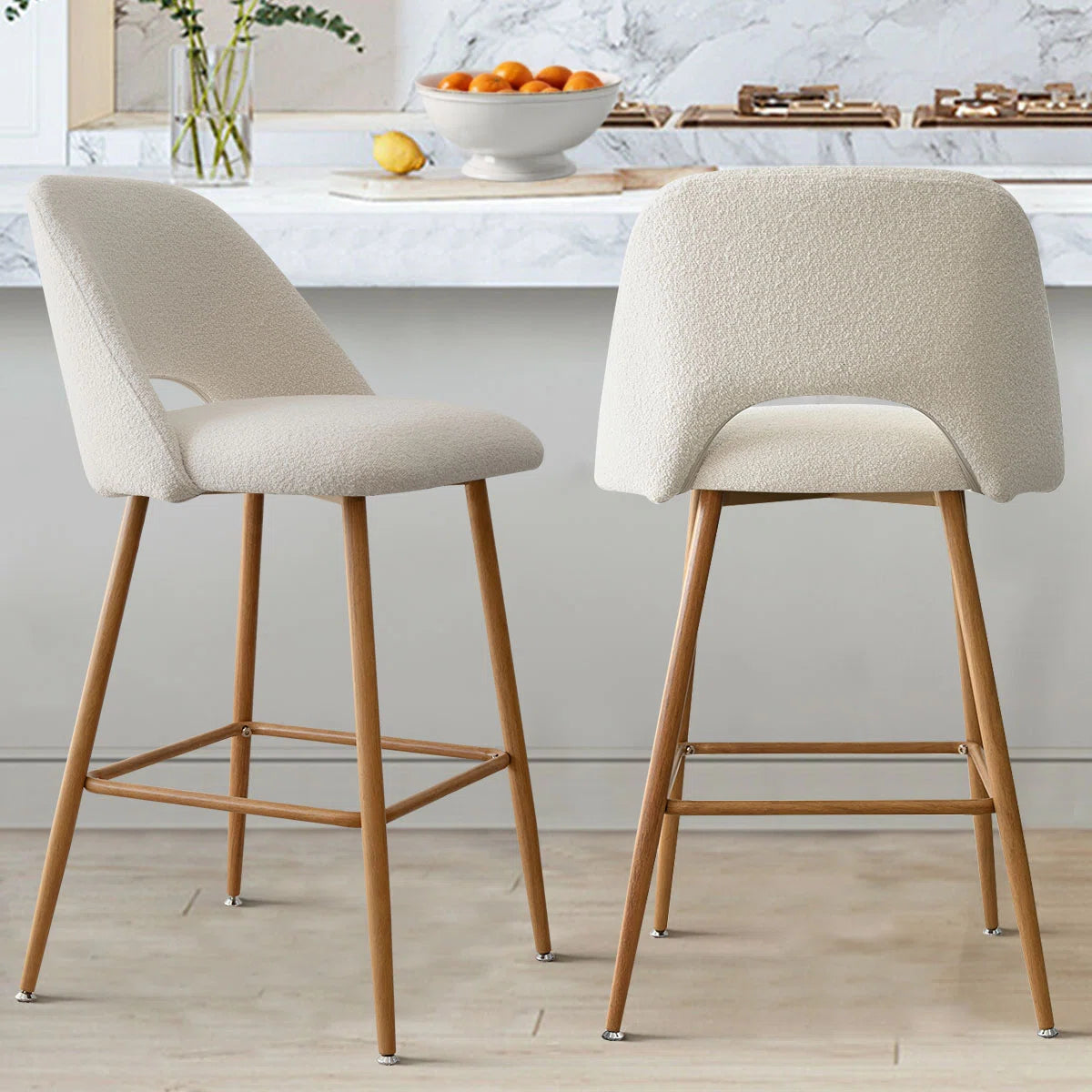 SET OF 2 Camarda 27'' Boucle Counter Stool  SHOWROOM ITEM
