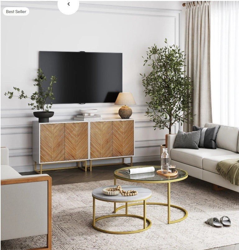 Wood 2-Door Storage Cabinet Natural Wash