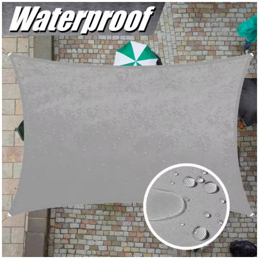 Waterproof Grey Rectangle Sun Shade Sail