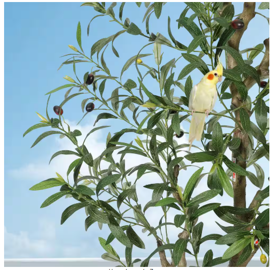 1PC Artificial Olive Trees, Tall Plant Potted Tree with White Planter