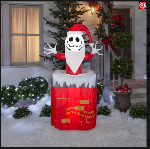 Gemmy Airblown Animated Jack Skellington as Santa Popping out of Chimney, final cut