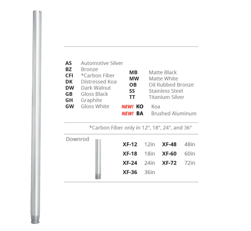 24 in. Graphite Fan Downrod for Modern Forms or WAC Lighting Fans