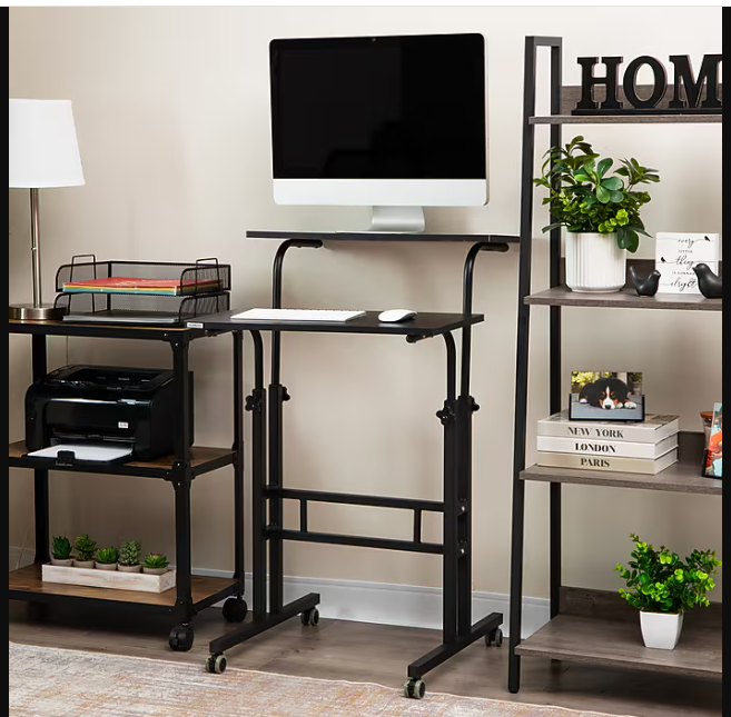 Mind Reader Mobile Adjustable Sit/Stand Desk, Black