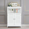 Bathroom Storage Wood Floor Cabinet with Double Shutter Door White
