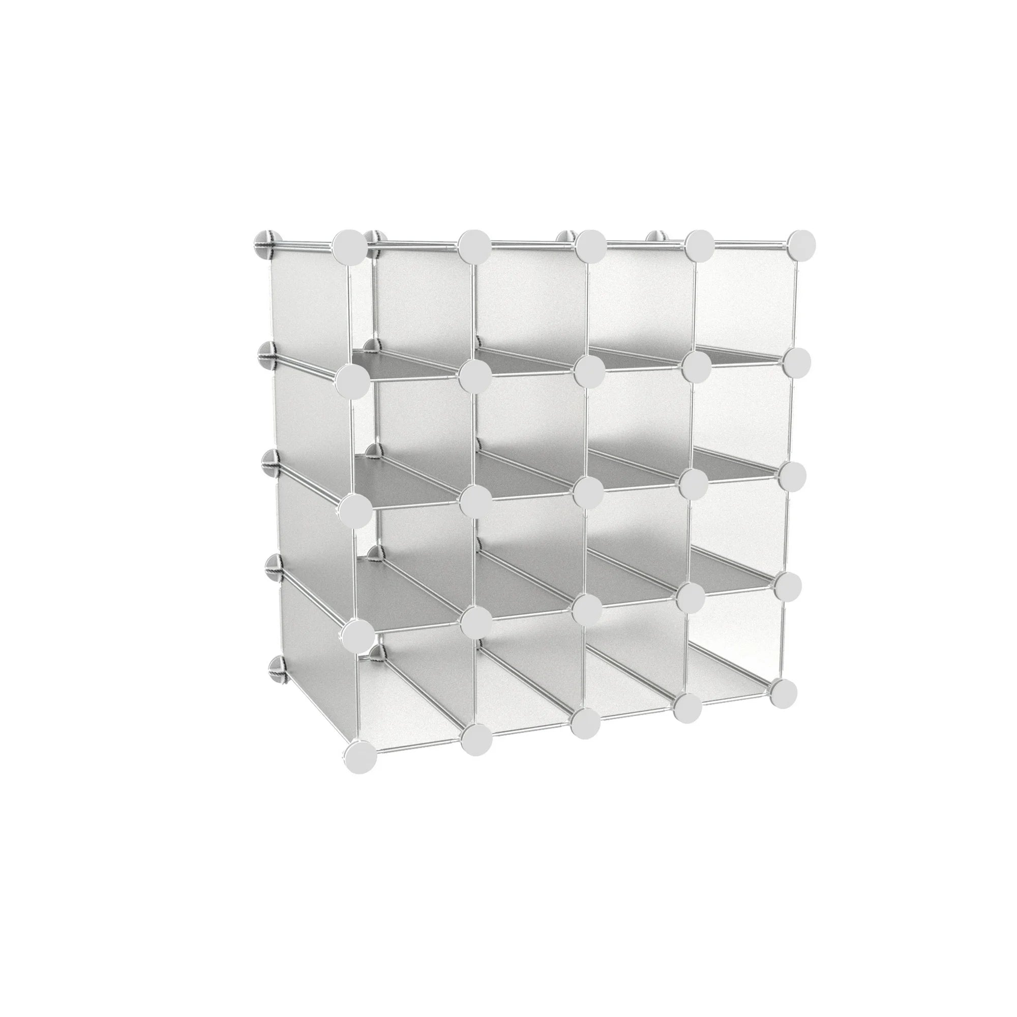 16-Cube Shelves with Interlocking Modular Cubby Shelving for Organization and Storage(White)