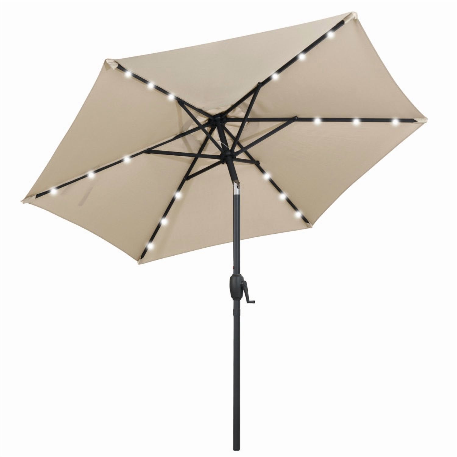 Outdoor Patio Umbrella,  Solar Powered Patio Umbrella with LED Lights and Crank Handle