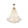 3-Light Bubble Milky White Glass Globe Chandelier - Gold