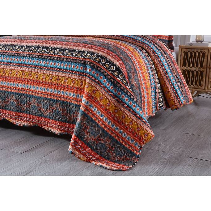 3 Piece Bohemian Quilt Bedspread Set By012 - Queen