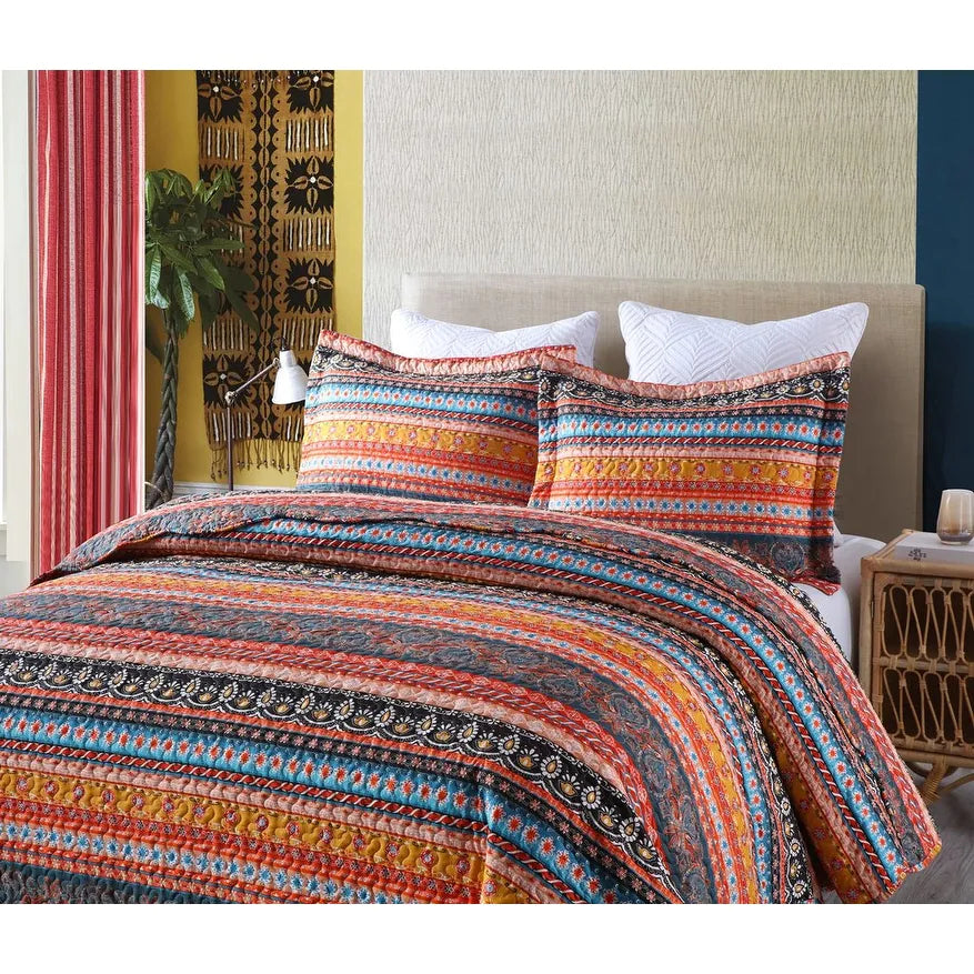 3 Piece Bohemian Quilt Bedspread Set By012 - Queen