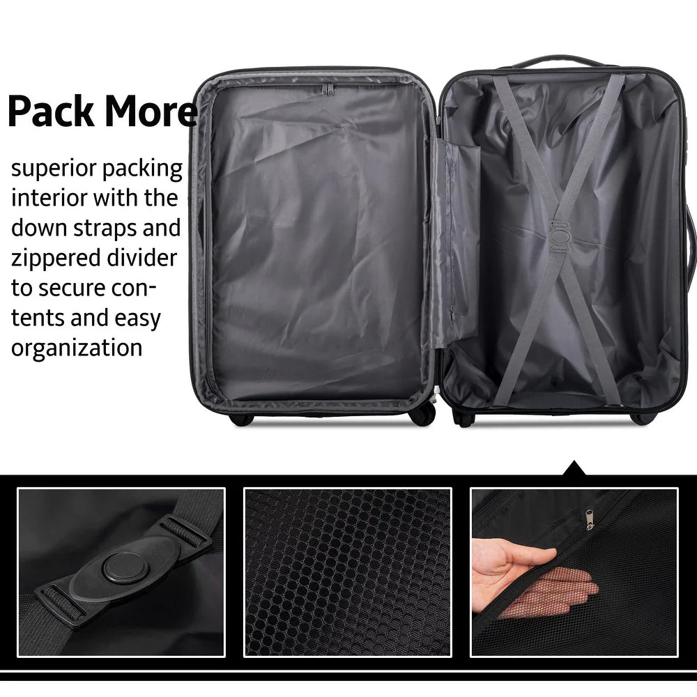 3 Piece Luggage Set Hardside Spinner Suitcase with TSA Lock