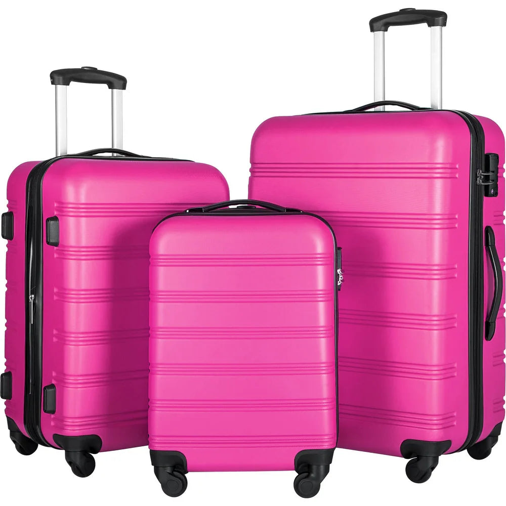 3 Piece Luggage Set Hardside Spinner Suitcase with TSA Lock