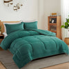 3 Piece Silky Satin Comforter Set - Green - King