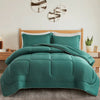 3 Piece Silky Satin Comforter Set - Green - King