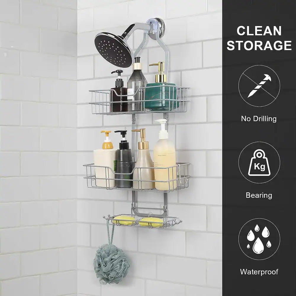 3-Tier Bathroom Shower Caddy - Silver