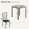 3-piece Wood Square Kitchen Dining Table Set for Apartment - Grey