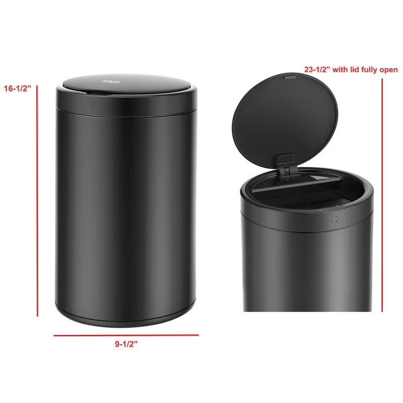 Black 3.2 Gallons Steel Motion Sensor Waste Basket