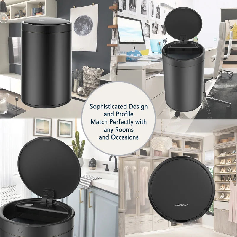 Black 3.2 Gallons Steel Motion Sensor Waste Basket
