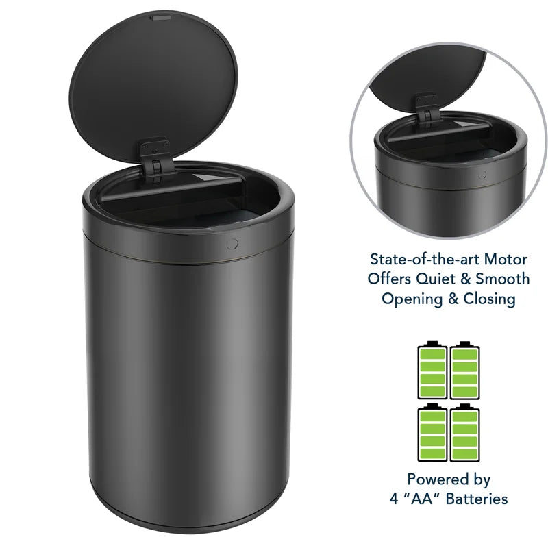 Black 3.2 Gallons Steel Motion Sensor Waste Basket