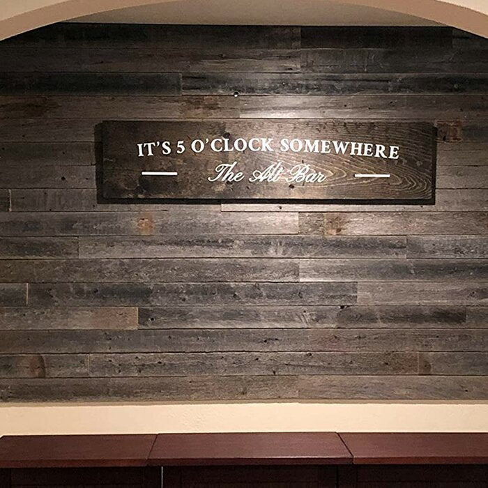 3.5" x 48" Reclaimed Peel and Stick Solid Wood Wall Paneling in Gray