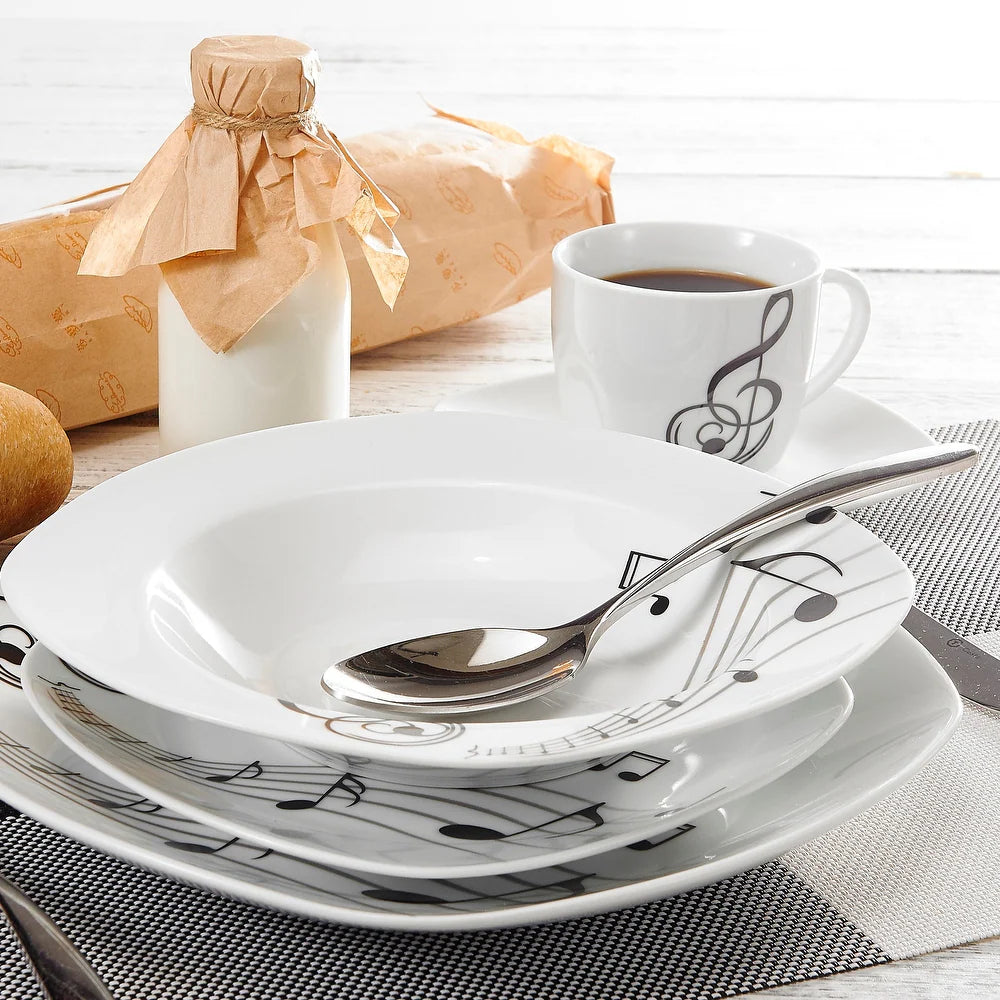 Melody Porcelain Music Note Dinnerware Set (Service for 6) - 24 Piece