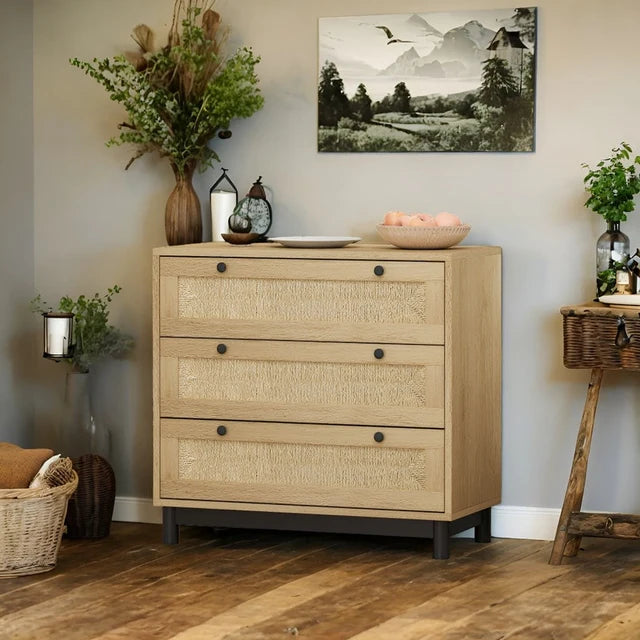 3-Drawers Storage Cabinet, Oak