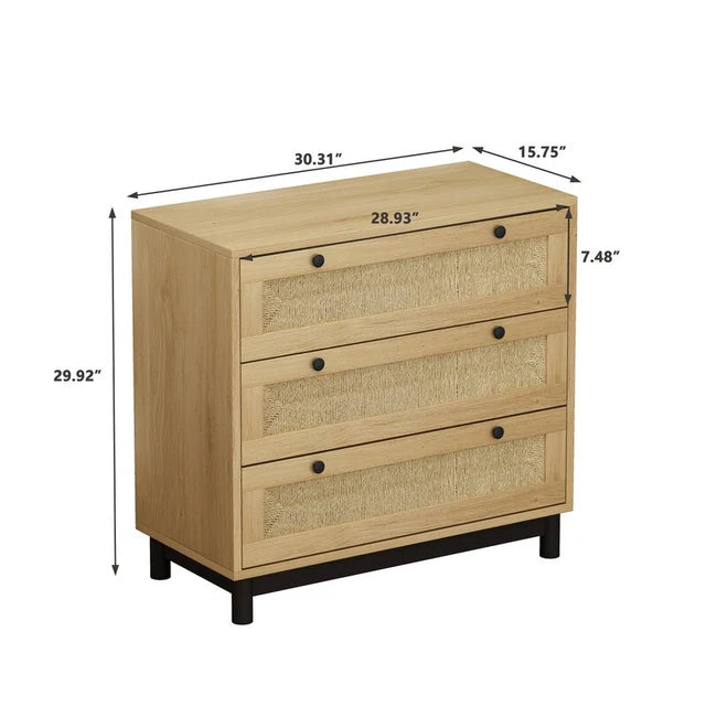 3-Drawers Storage Cabinet, Oak