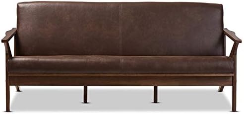 Bianca Faux Leather Sofa in Walnut/Black