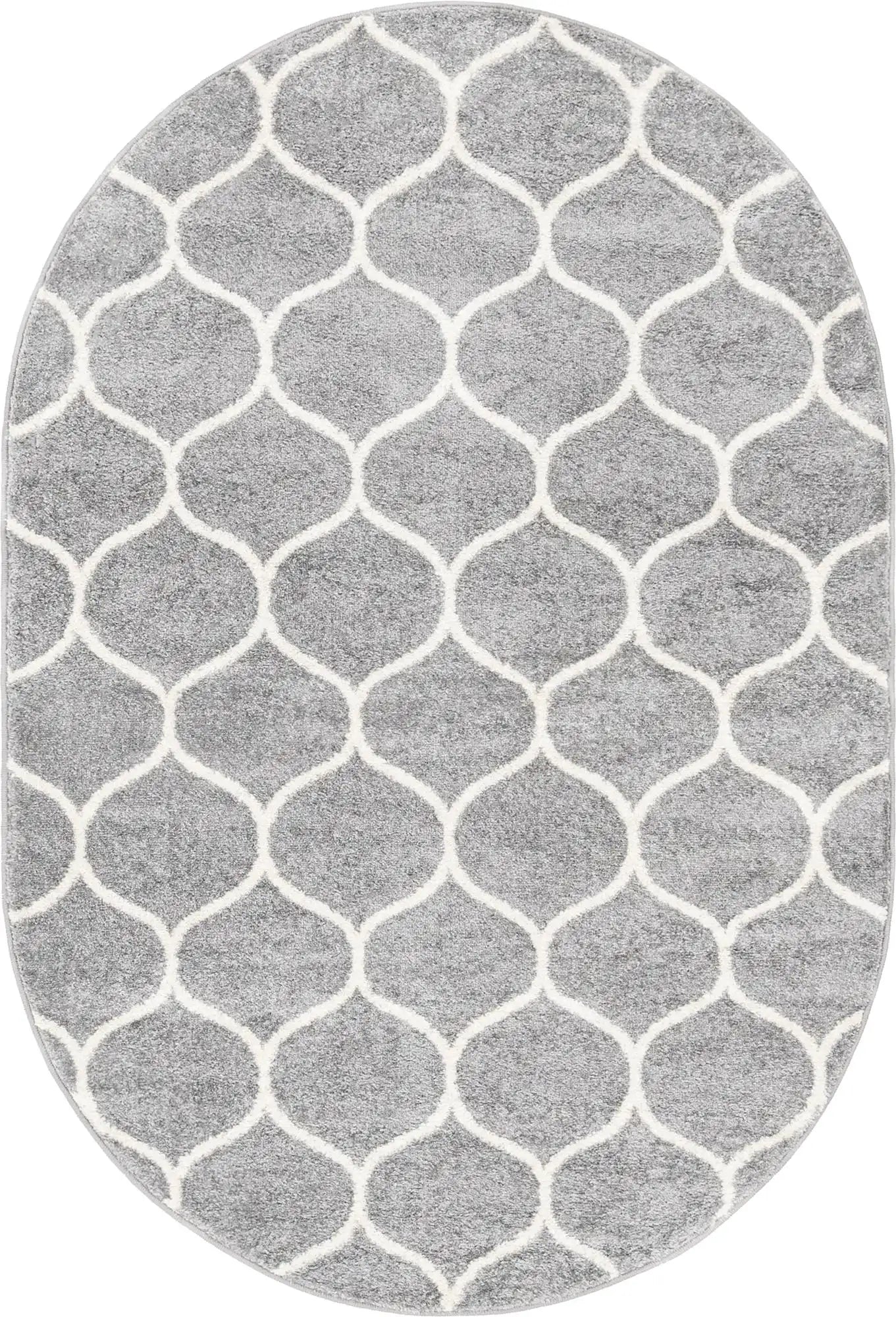 Light Gray Trellis Frieze Oval Rug