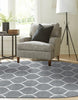 Light Gray Trellis Frieze Oval Rug