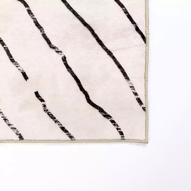 Julia Black and White Washable Area Rug 5x8