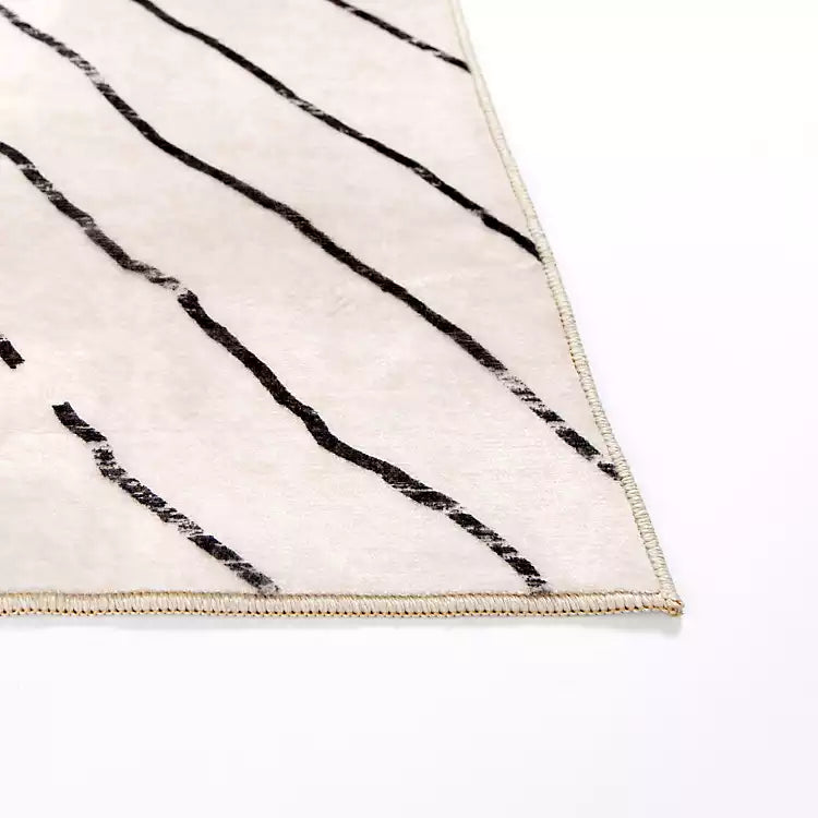 Julia Black and White Washable Area Rug 5x8