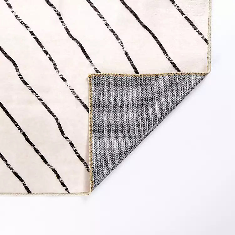 Julia Black and White Washable Area Rug 5x8