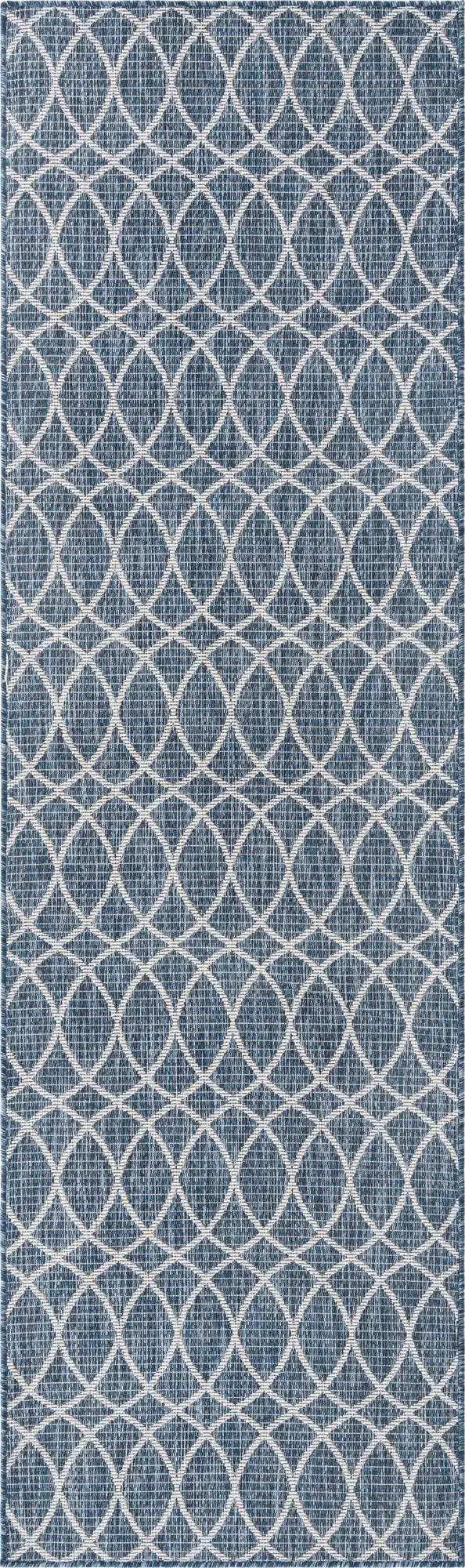 Blue Outdoor Trellis Runner Rug