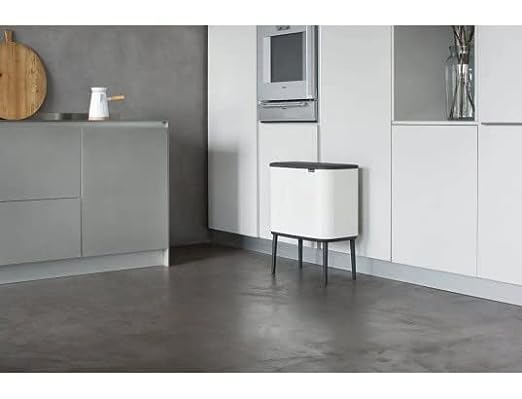 Bo Trash Can - (White) Waste/Recycling Garbage Can, Removable Compartment