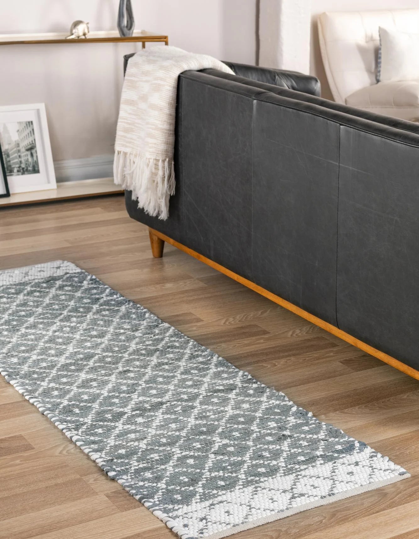 2' 2 x 6' 1 Hand Woven Chindi Trellis Runner Rug