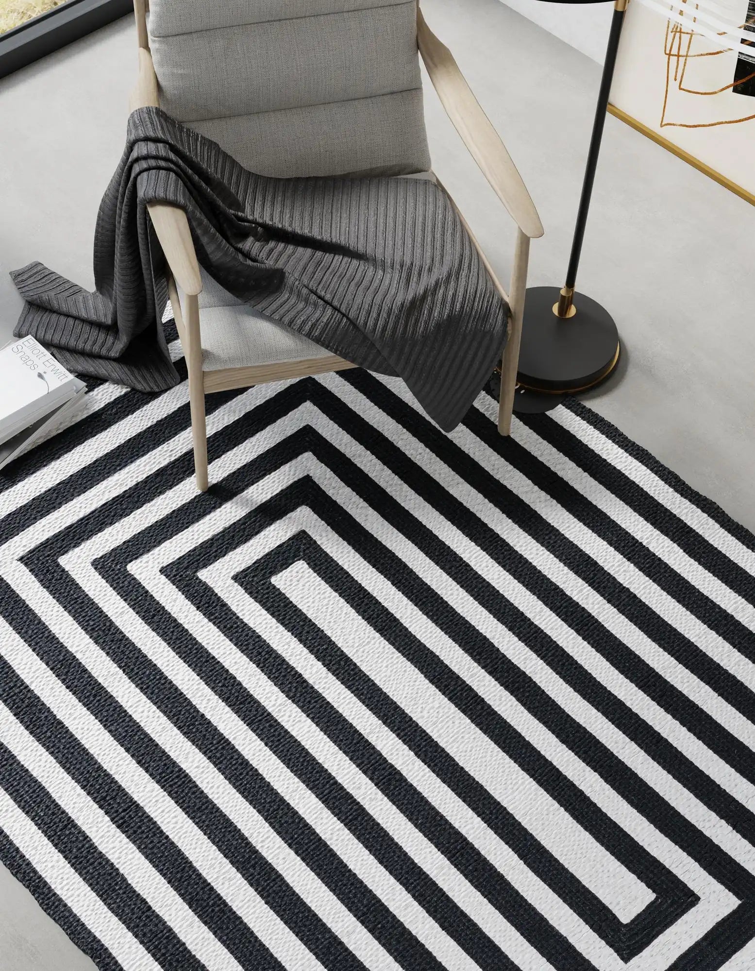 Black and White 2' 2 x 3' 1 Eco Verse Indoor Outdoor Washable Rug